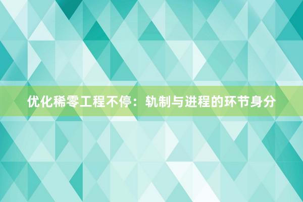 优化稀零工程不停：轨制与进程的环节身分