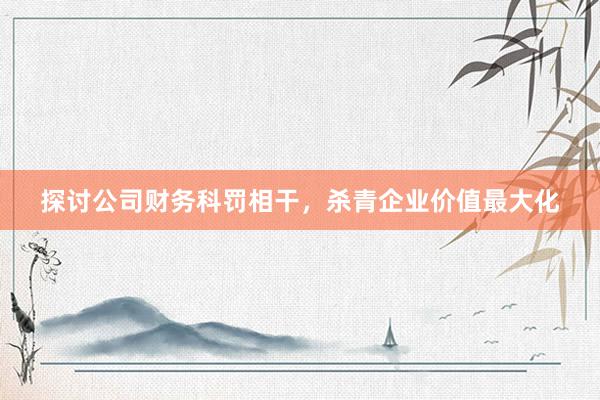 探讨公司财务科罚相干，杀青企业价值最大化
