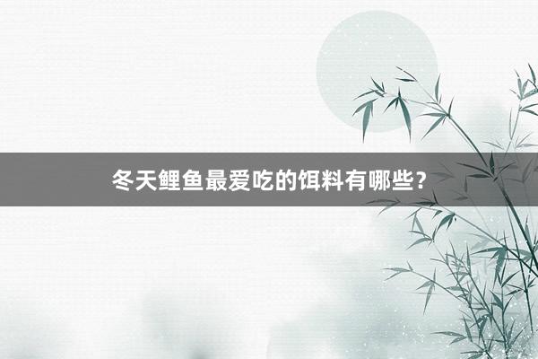 冬天鲤鱼最爱吃的饵料有哪些？